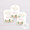 Watercolor Blush Flowers & Gold Thank You Card Template