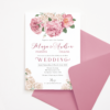 Wedding Invitation - Romantic Old Rose & White Flowers