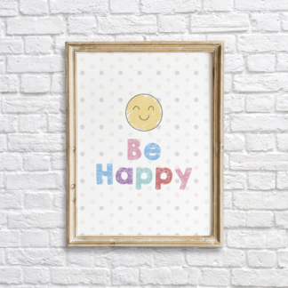 Be Happy Colorful Nursery Wall Decor Printable