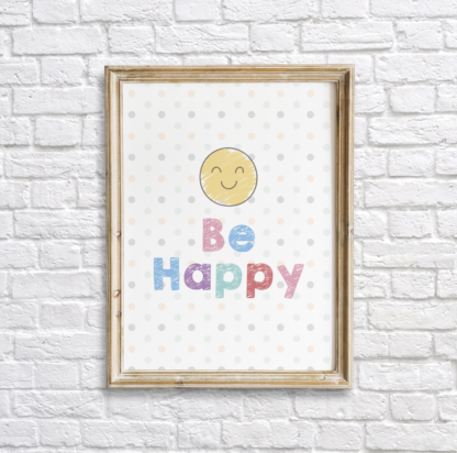 Be Happy Colorful Nursery Wall Decor Printable