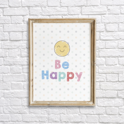 Be Happy Colorful Nursery Wall Decor Printable
