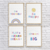 Nursery Wall Decors Printable Set - Be Happy, Be Yourself, Play Learn Dream, Dream Big