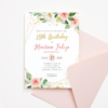 Birthday Invitation Template (Blush Floral & Gold Frame)