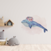 Blue Whale with Flowers Watercolor Graphic Wall Art Room Decor Printable