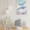 Blue Whale Whales Watercolor Graphic Wall Art Room Decor Printable