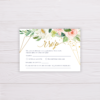 Watercolor Blush Flowers with Gold Frame Wedding Invitation Suite Template - RSVP