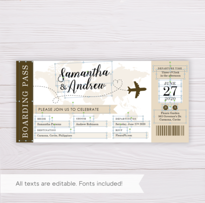 Boarding Pass Wedding Invitation Template