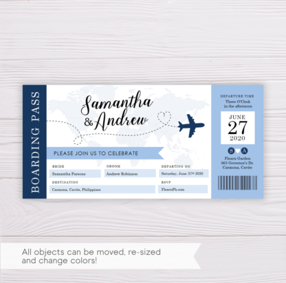 Boarding Pass Wedding Invitation Template
