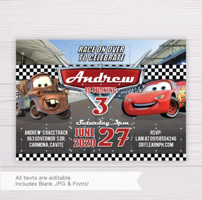 Cars Lightning McQueen Birthday Invitation Template
