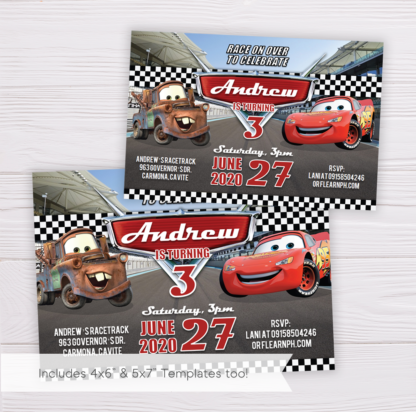 Cars Lightning McQueen Birthday Invitation Template