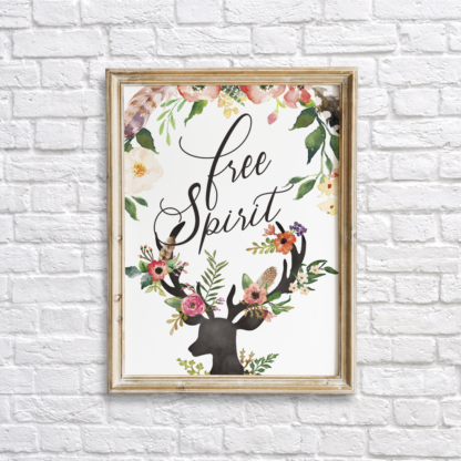 Deer Bohemian Free Spirit Wall Art Printable