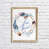 Feathers Wreath Free Spirit Bohemian Wall Art Printable - Blue