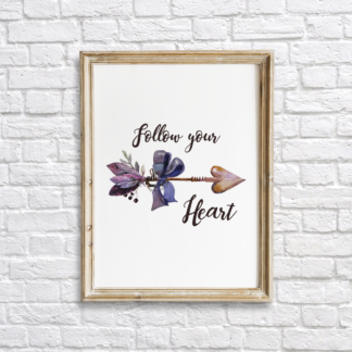 Follow Your Heart Bohemian Arrow Wall Art Room Decor Printable