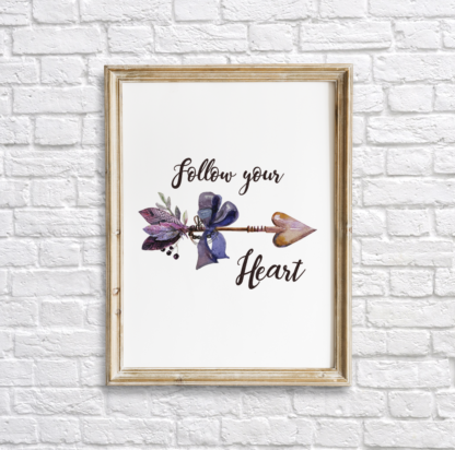 Follow Your Heart Bohemian Arrow Wall Art Room Decor Printable