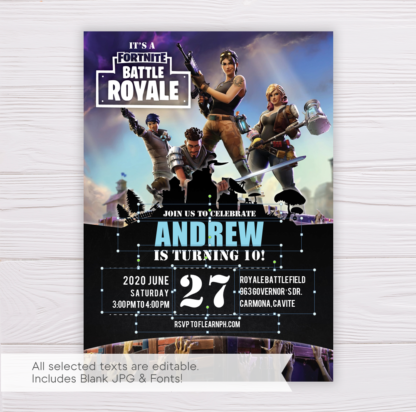 Fortnite Birthday Invitation Template