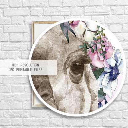 Llama with Flowers Watercolor Graphic Wall Art Room Decor