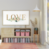 Word Love in Gold with Blush Watercolor Flowers Graphic Wall Art Room Decor
