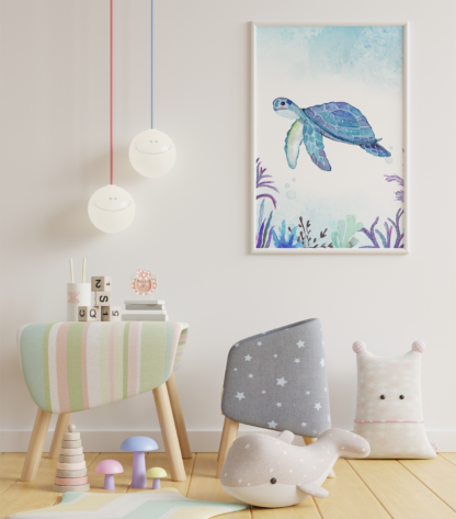 Sea Turtle Watercolor Graphic Wall Art Room Decor Printable