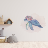 Sea Turtle with Flowers Watercolor Graphic Wall Art Room Decor