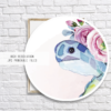 Sea Turtle with Flowers Watercolor Graphic Wall Art Room Decor
