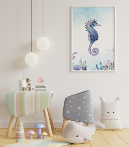 Seahorse Watercolor Graphic Wall Art Room Decor Printable