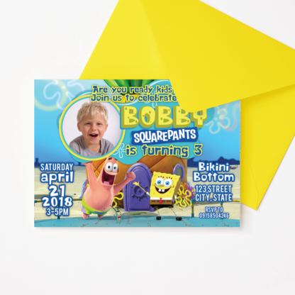 Spongebob Birthday Invitation with Picture