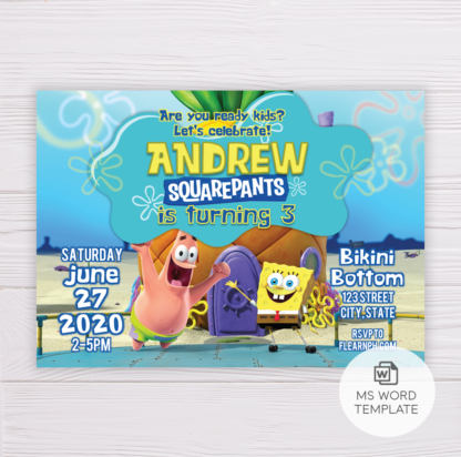 SpongeBob SquarePants Birthday Invitation Template