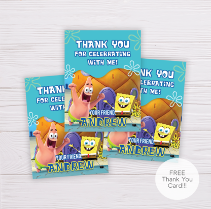 SpongeBob SquarePants Birthday Thank You Card Template