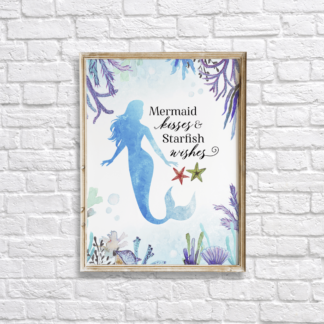 Watercolor Under The Sea Mermaid Kisses & Starfish Wishes Wall Art/Decor Printable