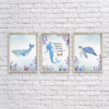 Watercolor Under The Sea Whale, Sea Turtle & Mermaid, Mermaid Kisses & Starfish Wishes Wall Art/Decor Printable