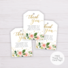 Watercolor Blush Flowers with Gold Frame Bridal Shower Thank You Card Template