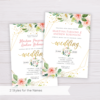 Watercolor Blush Flowers with Gold Frame Wedding Invitation Template