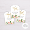Watercolor Blush Flowers with Gold Frame Thank You Card Template