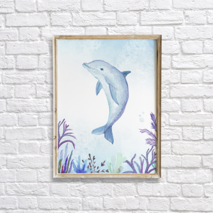 Watercolor Under The Sea Dolphin Wall Art/Decor Printable