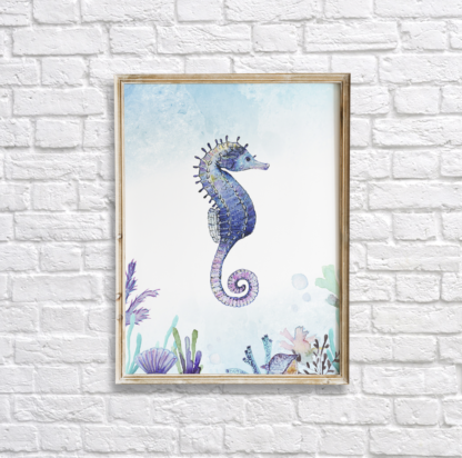 Watercolor Under The Sea Seahorse Wall Art/Decor Printable