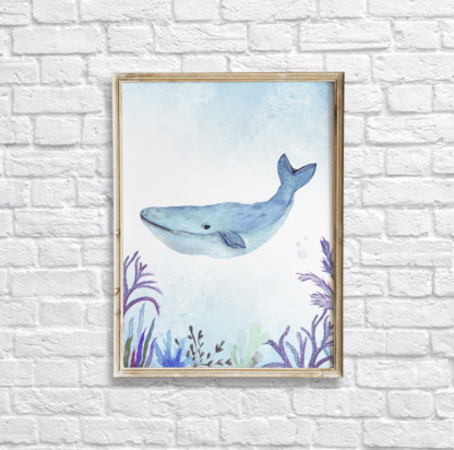 Watercolor Under The Sea Whale Wall Art/Decor Printable