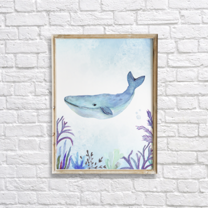 Watercolor Under The Sea Whale Wall Art/Decor Printable