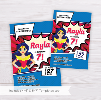 Wonder Woman Birthday Invitation Template