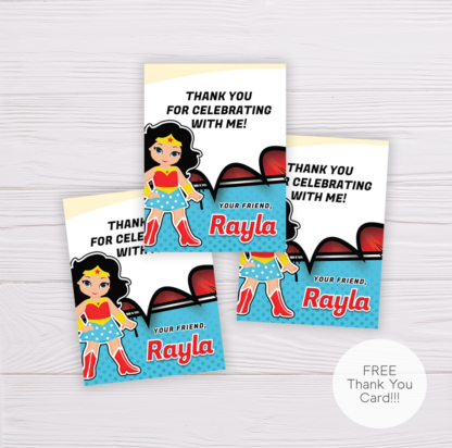 Wonder Woman Birthday Thank You Card Template