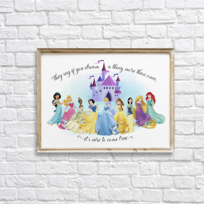 Disney Princesses DIY Wall Art Room Decor Printable - Blue