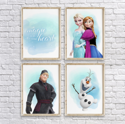 Frozen Wall Art/Decor Printable Set of 4 - Elsa, Anna, Kristoff & Olaf