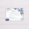 Blue Watercolor Flowers with Silver Frame Wedding Invitation Suite/Set Template - RSVP Card