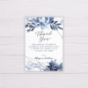 Blue Watercolor Flowers with Silver Frame Wedding Invitation Suite/Set Template - Thank You Card