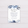 Blue Watercolor Flowers with Silver Frame Wedding Invitation Suite/Set Template - Wedding Party Card