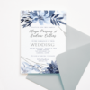 Wedding Invitation Template - Blue Flowers/Floral & Silver Frame