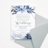 Wedding Invitation Template - Blue Flowers/Floral & Silver Frame