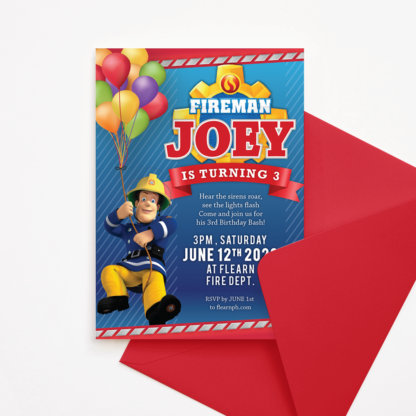 Fireman Sam Birthday Invitation