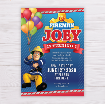 Fireman Sam Birthday Invitation