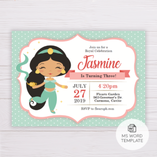Princess Jasmine of Birthday Invitation Template