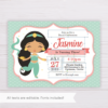 Princess Jasmine of Birthday Invitation Template